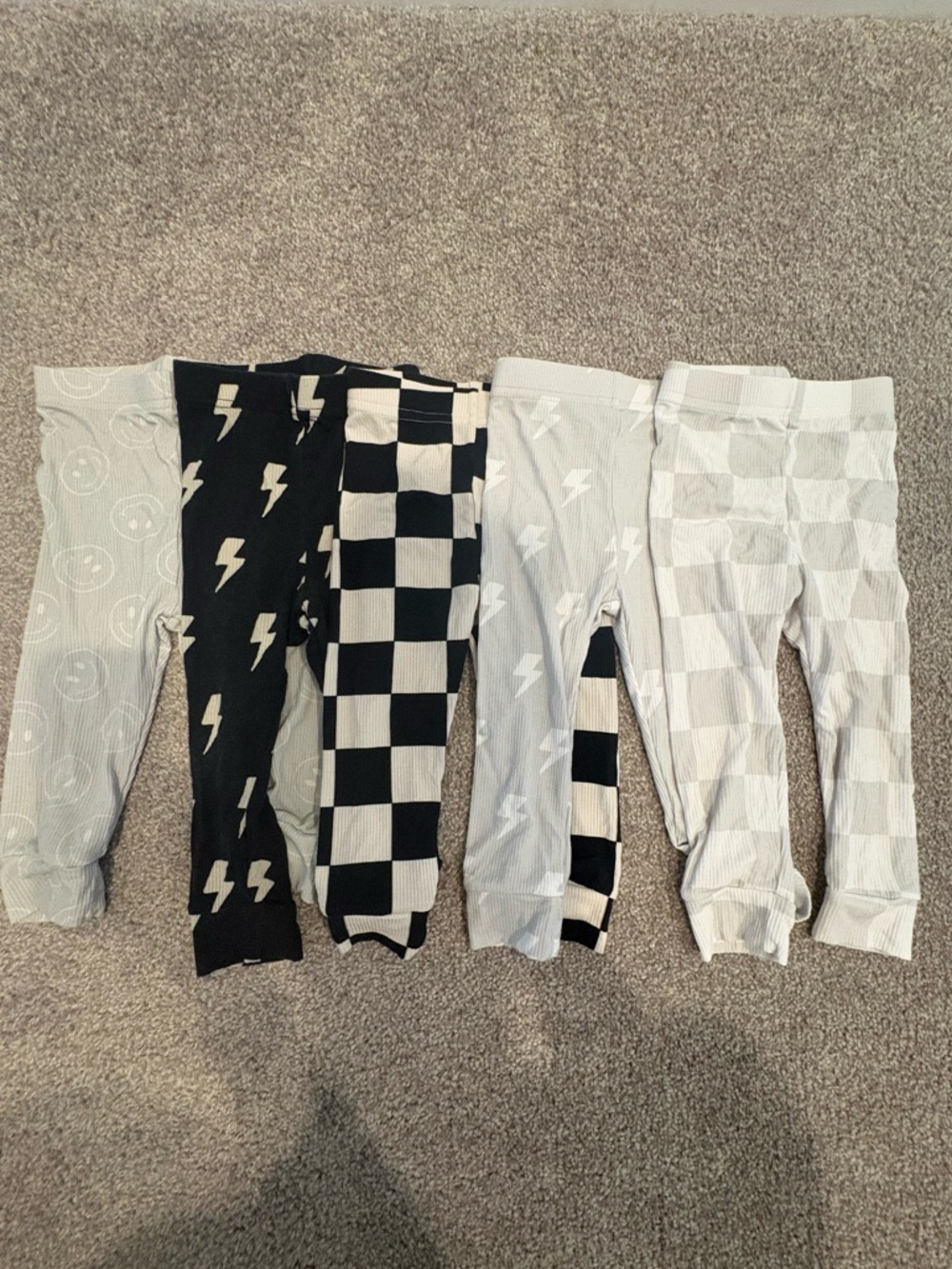 Kids Ribbed Patterned Leggings - Black & White